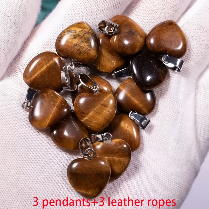 Natural Stone Heart-Shaped Pendant Set for DIY